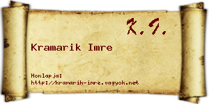 Kramarik Imre névjegykártya